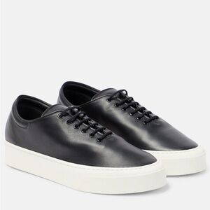 The Row Marie H Lace-Up Sneaker in Leather Black Size 38.5